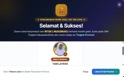 Raih Juara pada OMI Tingkat Kabupaten, Siswi MTsN 2 Mukomuko Melaju ke Tingkat Provinsi